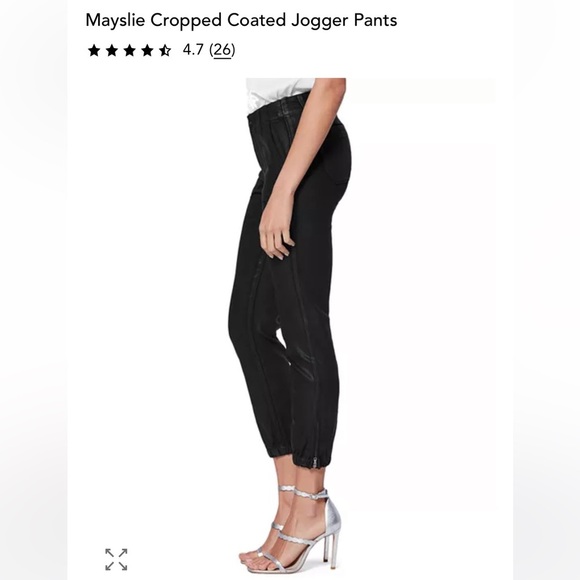 PAIGE Coated Black Mayslie Cropped Joggers in Black Fog Luxe - Picture 11 of 13